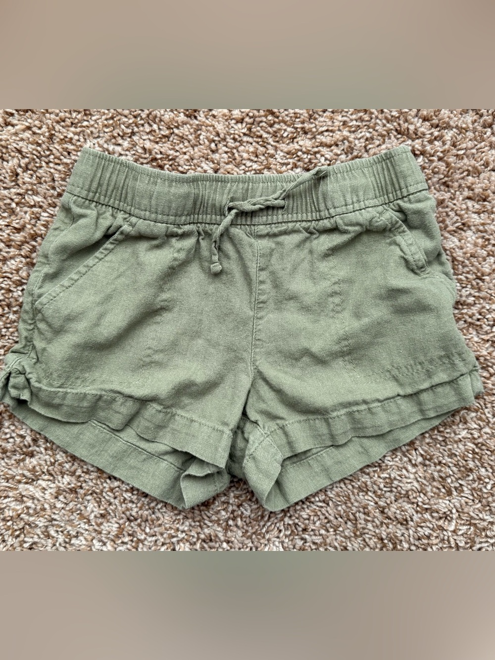 Old Navy Girls Olive Linen-Blend Shorts 6/7